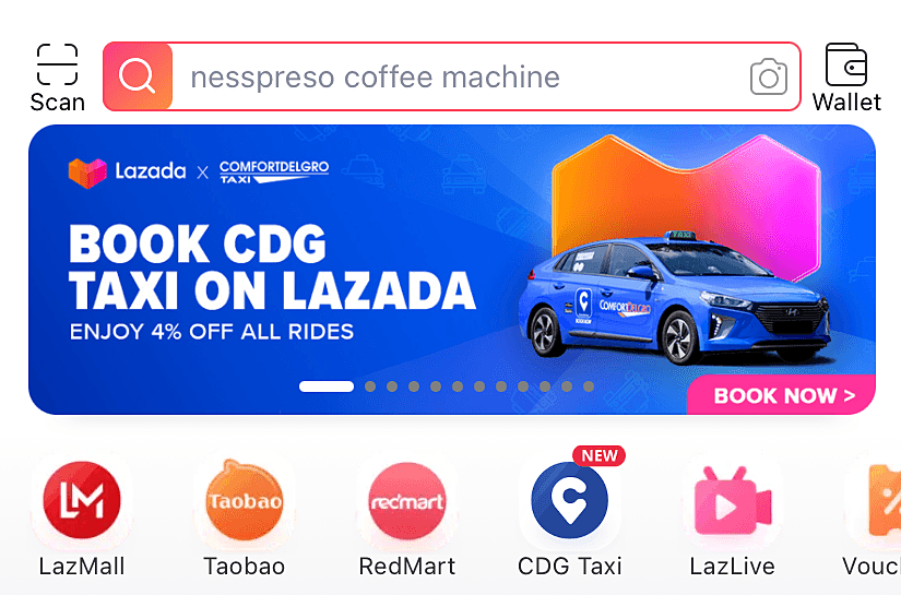 Giao diện ứng dụng Lazada tại Singapore. Ảnh: TechInAsia.